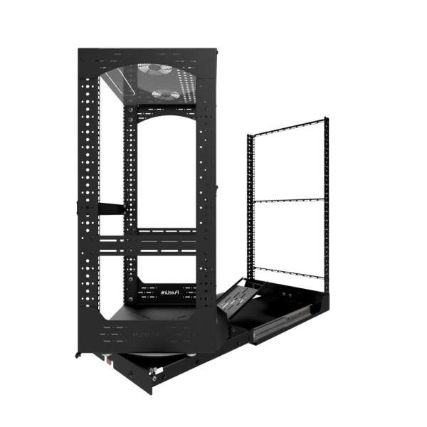19" Auszieh- und drehbares Rack 20RU, 130kg Traglast, 490B x 608T x 970H