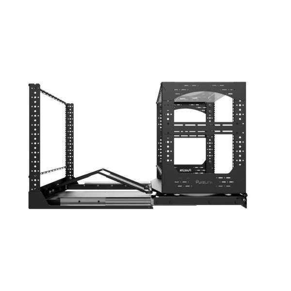 19" Auszieh- und drehbares Rack 12RU, 130kg Traglast, 490B x 608T x 614H