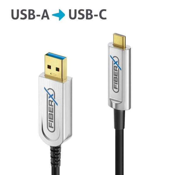 FiberX Serie - USB 3.2 Gen2x1 Glasfaser Kabel - USB-A USB-C - 12m