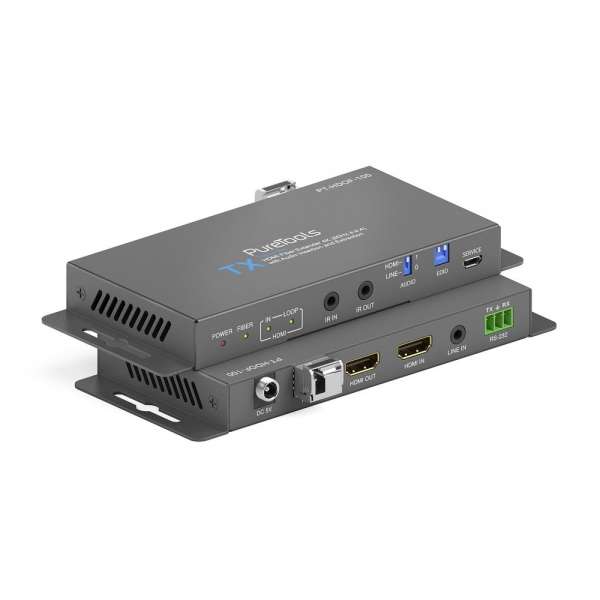 PureTools - HDMI 2.0 Fiber Extender Set - HDMI Fiber Extender 4K (60Hz 4:4:4) mit Audio Insertion und Extraktion