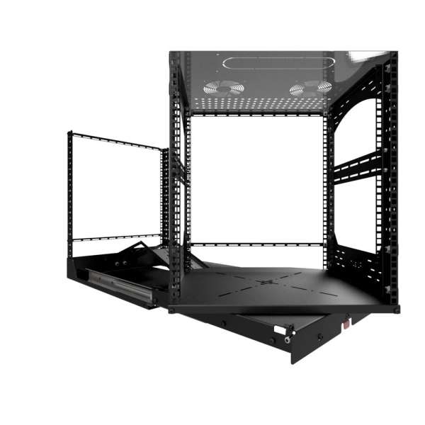 19" Auszieh- und drehbares Rack 12RU, 130kg Traglast, 490B x 608T x 614H