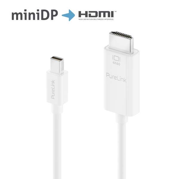 Mini DisplayPort auf HDMI Kabel - 4K60 - iSerie - weiß - 2,00m
