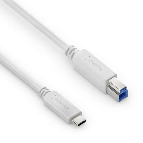 USB-C auf USB-B Kabel - 3.2 Gen 1, 3A/5V/15W, 5G - iSerie - weiß - 0,50m
