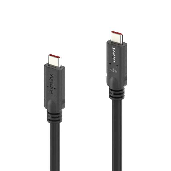 USB-C auf USB-C Kabel mit E-marker USB4 Gen2x2 20Gbps, 240W - PureInstall 0.50m