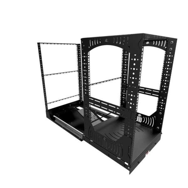 19" Auszieh- und drehbares Rack 16RU, 130kg Traglast, 490B x 608T x 792H