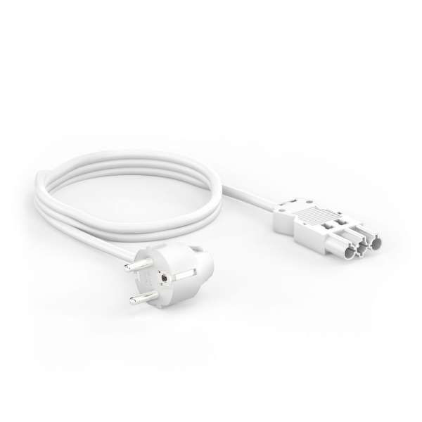 mediahub2 Netzkabel GST18 Buchse auf Schutzkontakt 90°, 1.50m - weiß