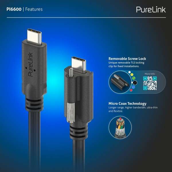 USB-C auf USB-C Kabel mit E-marker USB4 Gen2x2 20Gbps, 240W - PureInstall 2.00m