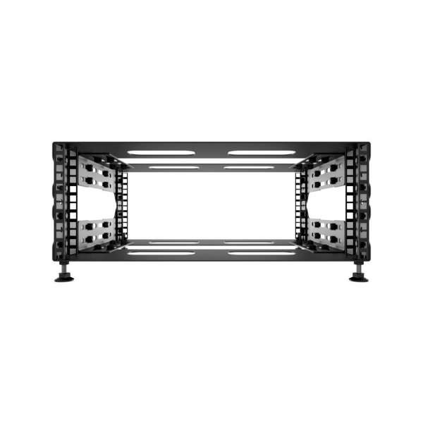 19"-Rack mit offenem Rahmen und verstellbarer Tiefe 4RU, 100 kg, 492B x 360 bis 560T x 184H