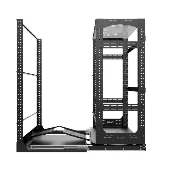 19" Auszieh- und drehbares Rack 24RU, 200kg Traglast, 490B x 608T x 1141H