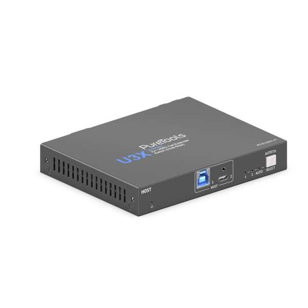 PureTools - 2x1 USB3 Cat Extender Switch (Host-Side) - USB 3.2 Gen1 Data Extender Switch inkl. Dual Device Ports & PD