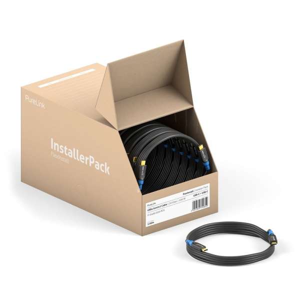 FlexInstall USB-C auf USB-C Kabel USB4 Gen2x2 20Gbps 100W 2.00m - Installer Pack 25 stk.