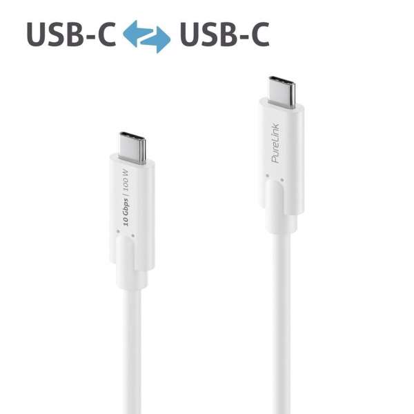 USB-C auf USB-C Kabel - 3.1 Gen 2, 5A, 10G, DP Alt Mode - iSerie - weiß - 1,00m