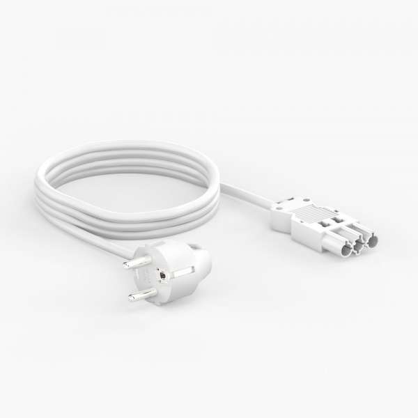 mediahub2 Netzkabel GST18 Buchse auf Schutzkontakt 90°, 3.00m - weiß