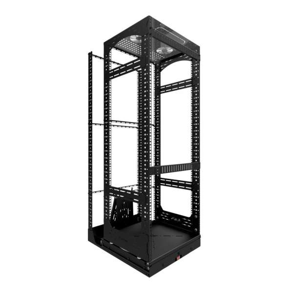 19" Auszieh- und drehbares Rack 28RU, 130kg Traglast, 490B x 498T x 1327H