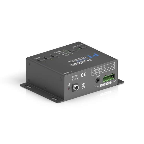 PureTools - Audio Verstärker 2x20W (Klasse D), 2 Leitungseingänge & 1 MIC Eingang