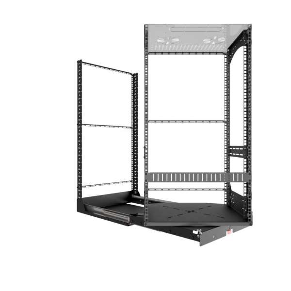 19" Auszieh- und drehbares Rack 20RU, 130kg Traglast, 490B x 498T x 970H