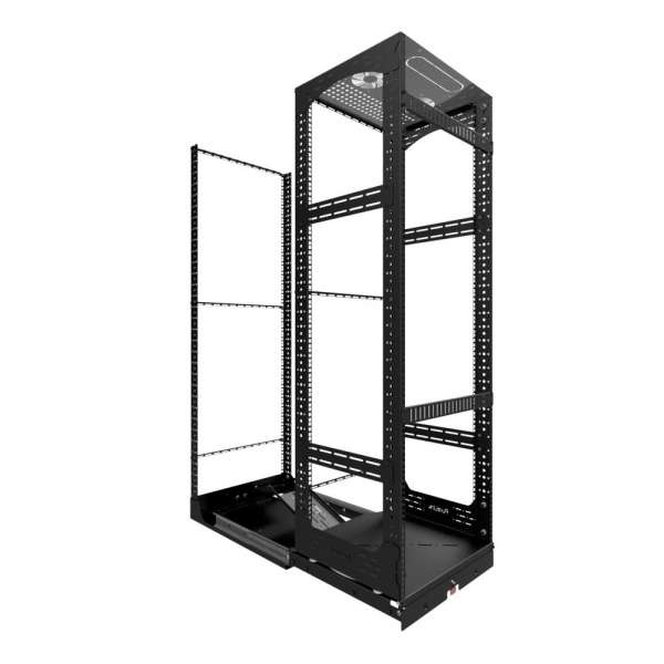 19" Auszieh- und drehbares Rack 32RU, 130kg Traglast, 490B x 608T x 1505H