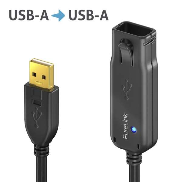 USB 2.0 Aktiv Verlängerung - schwarz - 24,0m