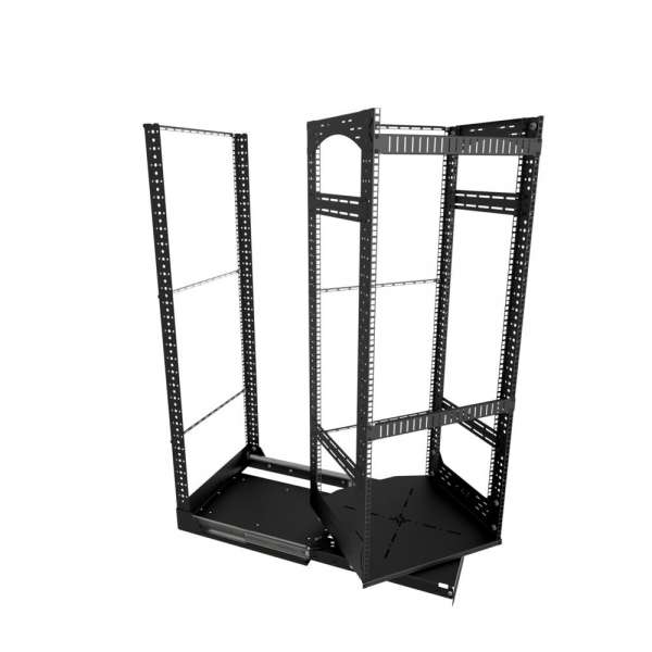 19" Auszieh- und drehbares Rack 28RU, 130kg Traglast, 490B x 608T x 1327H