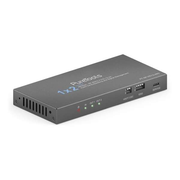 PureTools - 1x4 HDMI2.1 Splitter - 48Gbps - 8K (60Hz 4:2:0) 12 bit, Audio De-Embedding und Signal Management