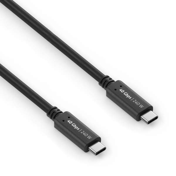 USB-C auf USB-C Kabel - USB4 Gen 3x2, 5A, EPR 240W, 40G, DP Alt Mode - iSerie - schwarz - 0,50m