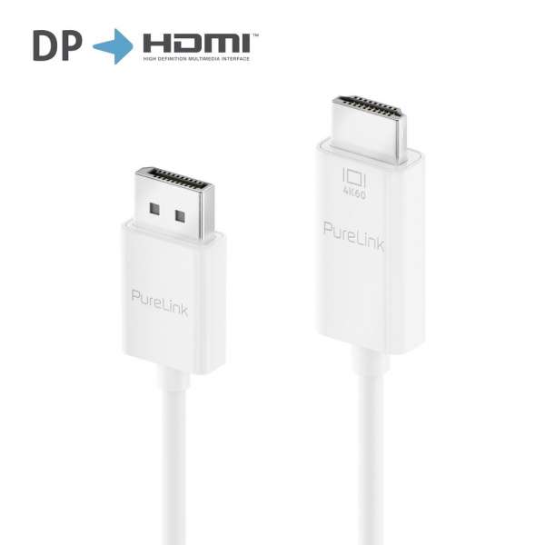 DisplayPort auf HDMI Kabel - 4K60 - iSerie - weiß - 1,50m