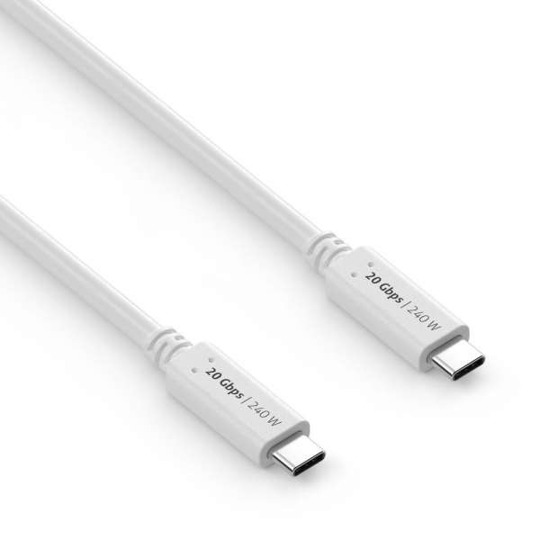USB-C auf USB-C Kabel - USB4 Gen 2x2, 5A, EPR 240W, 20G, DP Alt Mode - iSerie - weiß - 1,00m