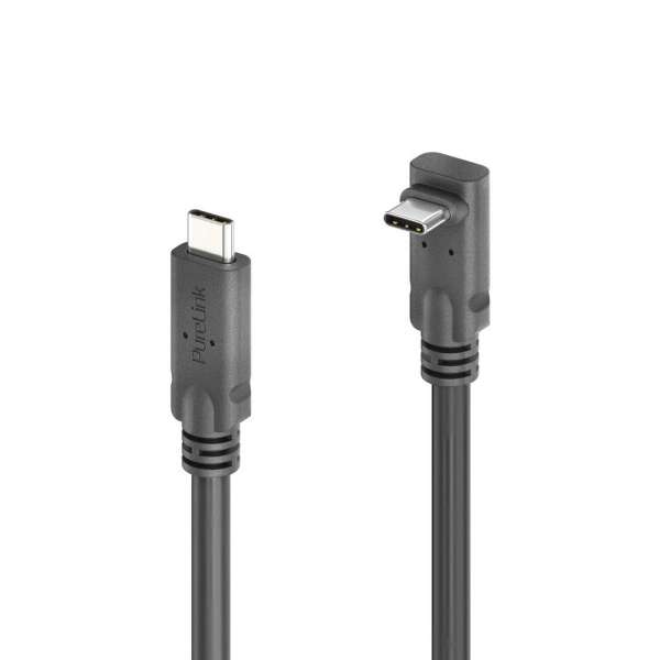 USB-C auf 90° USB-C Kabel (oben/unten) mit E-marker USB4 Gen2x2 20Gbps, 240W - PureInstall 1.50m