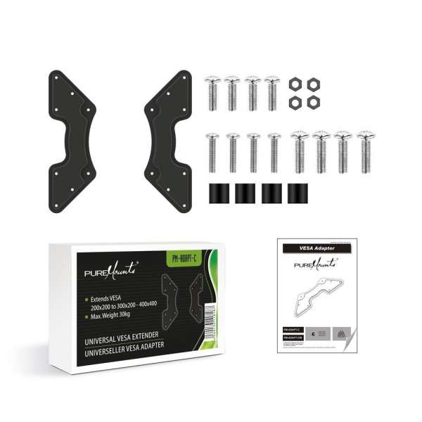 PureMounts® Universeller VESA Vergrößerer 200x200 bis 400x400 2tlg. schwarz