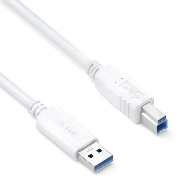 USB-A auf USB-B Kabel - 3.2 Gen1, 3A/5V/15W, 5G - iSerie - weiß - 3,00m