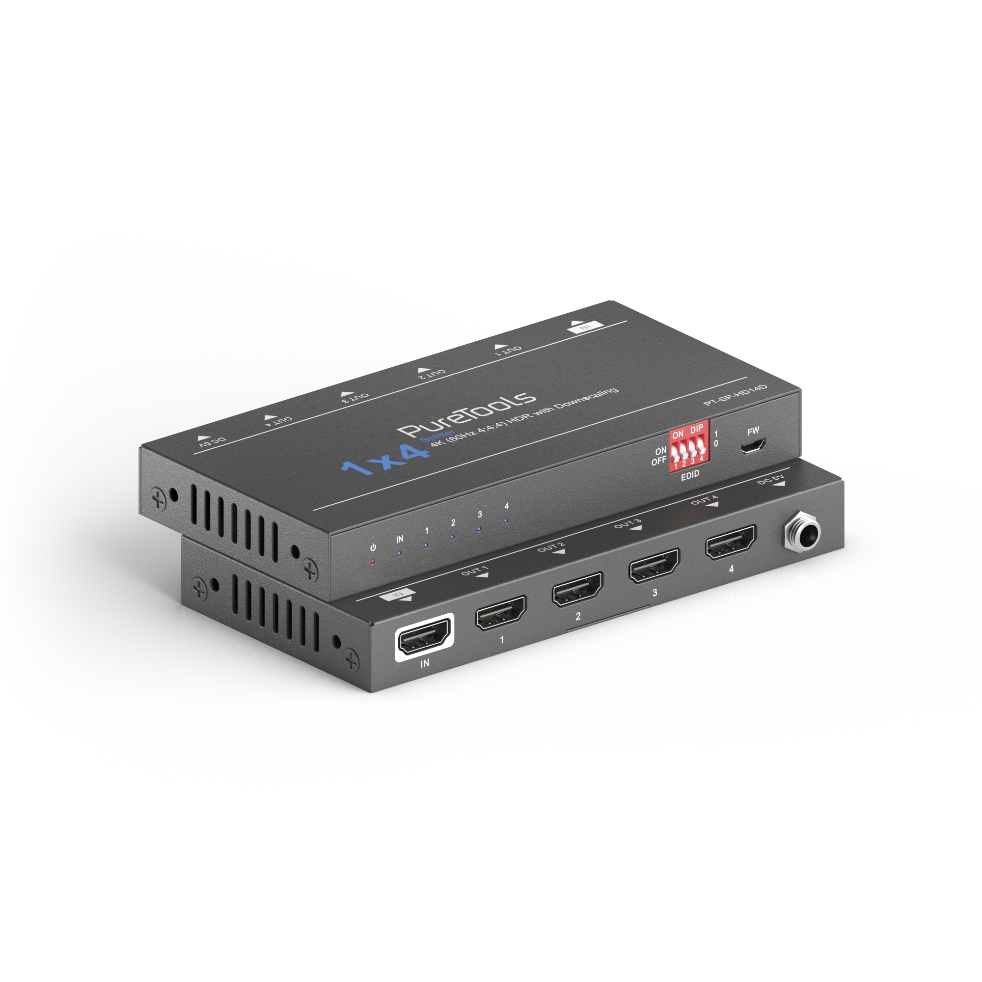 1x4 4K 18Gbps HDMI Splitter with Scaler PureLink English