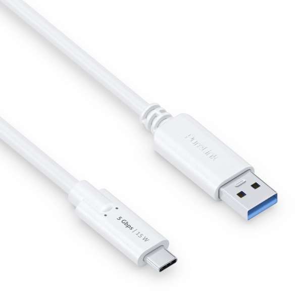 USB-C auf USB-A Kabel - 3.1 Gen 1, 3A/5V/15W, 5G - iSerie - weiß - 1,50m